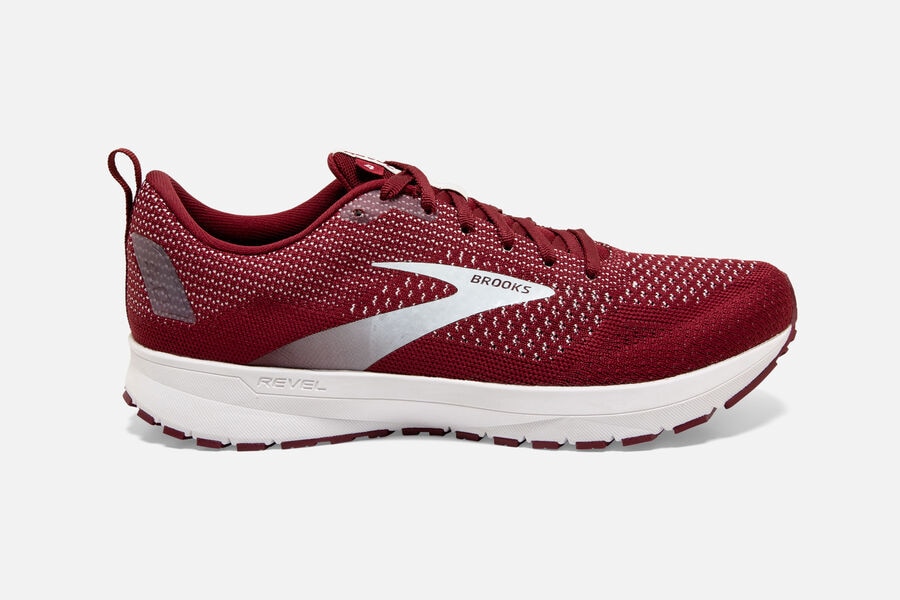 Brooks Revel 4 Mens UK - Road Running Shoes - Burgundy/White 697-KCEQXG